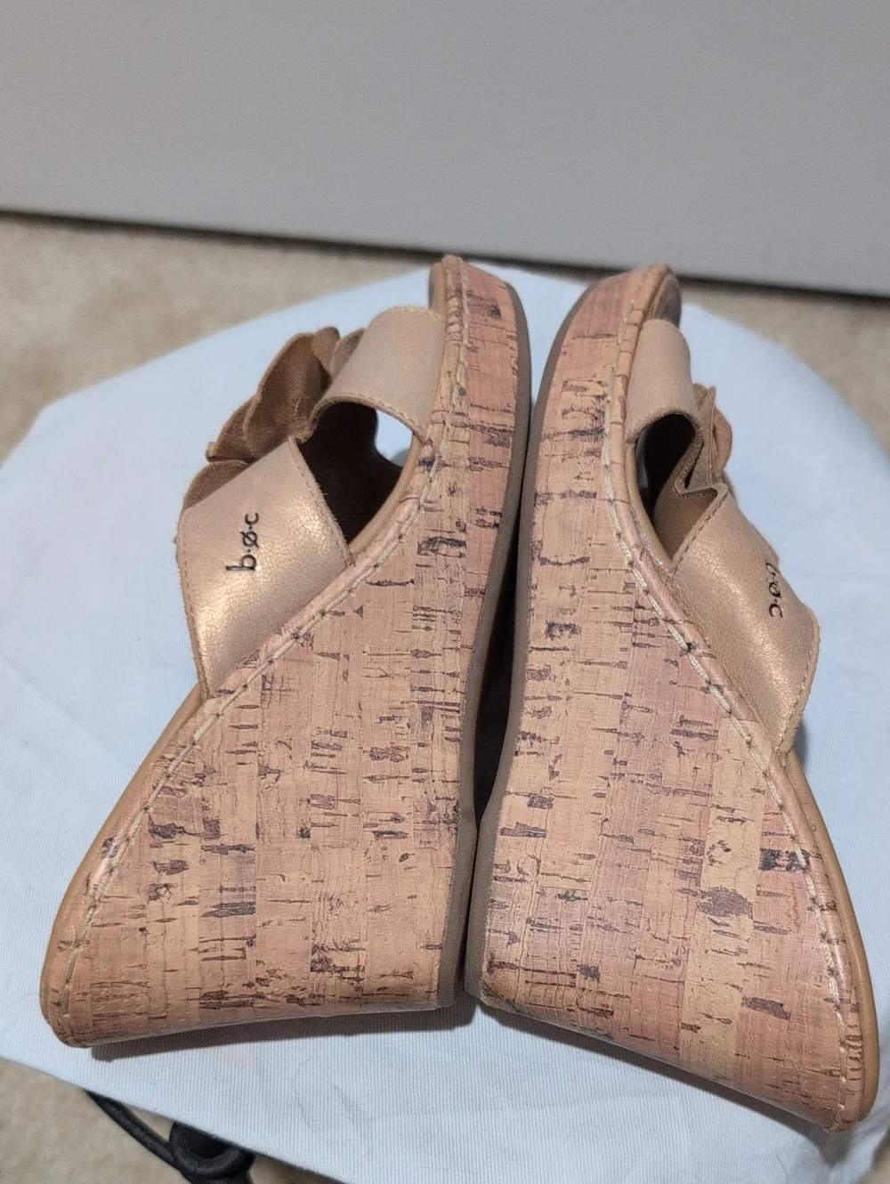 BOC Leather Upper Floral Tan Wedge